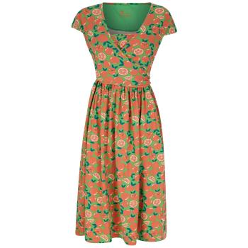 Piccalilly Damen-Wickelkleid aus weicher Bio Baumwolle mit Orangen Print
